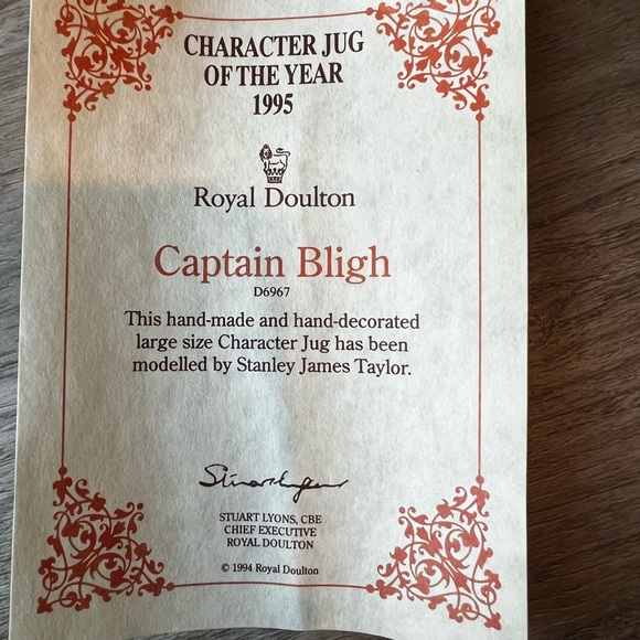 Royal Dalton collector Captain Bligh large character mug with authenticity cert! - Picture 9 of 11
